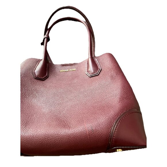 Vintage MICHAEL KORS Mercer Gallery Burgundy Oxyblood Leather Zip Tote Bag - Picture 1 of 16